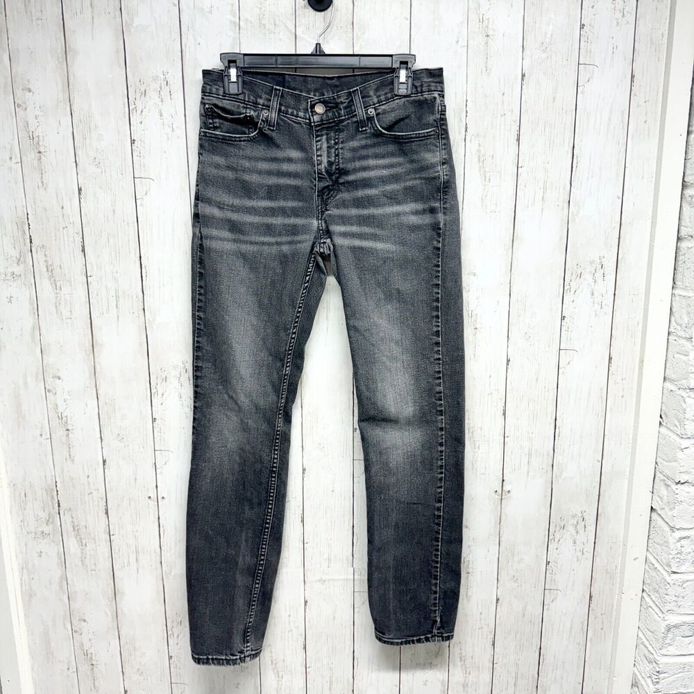 Levi's Jeans Men Size 32 X 30 Black Denim‎ Acid Washed Solid Slim Fit Cotton